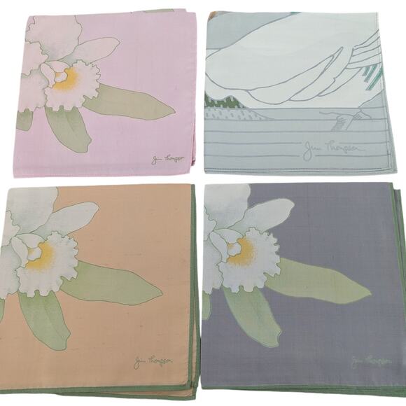 SALE Lot 5 NOS Vintage JIM THOMPSON Thailand Silk Pillow Cover & Napkins Hankies - Picture 1 of 14